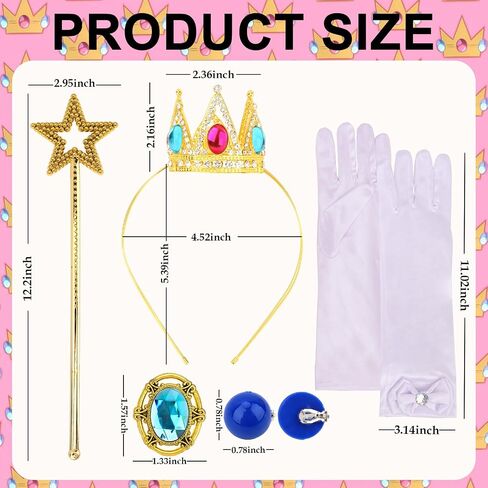 CIEHER 5PCS Princess Peach Costume Girls Peach Crown Headband, Wand, Gloves, Brooch Earrings in Saudi Arabia