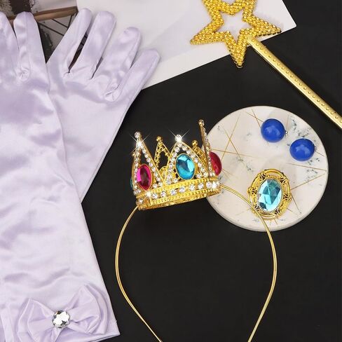CIEHER 5PCS Princess Peach Costume Girls Peach Crown Headband, Wand, Gloves, Brooch Earrings in Saudi Arabia
