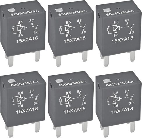 Relay 68083380AA (Set of 4) 12VDC 35A, 4 Pins SPST Automotive Power Relay Compatible with 12088567 in Saudi Arabia