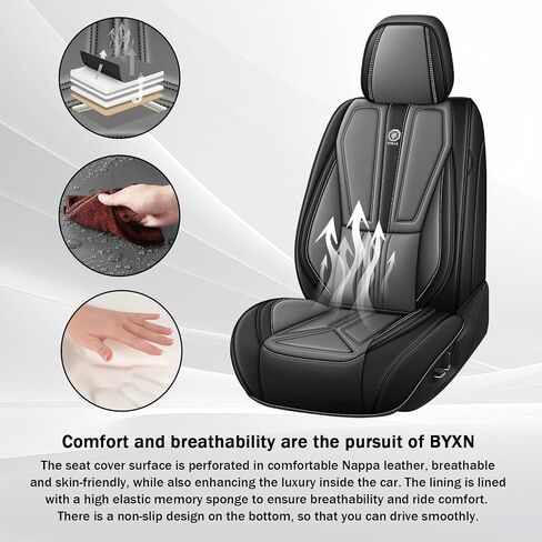غطاء مقعد السيارة لسيارة Toyota RAV4 2006-2025، غطاء مقعد جلدي للسيارة، غطاء وسائد السيارة المسامي، واقي مقعد مقاوم للماء، (مجموعة كاملة، أسود ورمادي) in Kuwait
