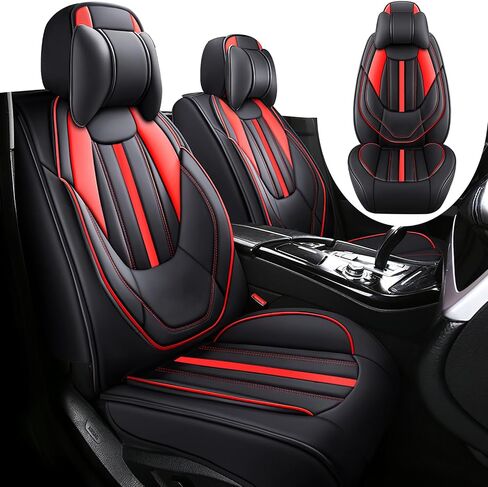 Car Seat Covers for Nissan 370Z 2009-2020, Premium Nappa Leather Sport Automotive Front Seat Covers, Waterproof Auto Seat Protector&Accessories(2 Seats Luxury/Black Red) in Saudi Arabia
