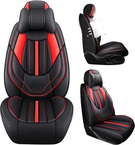 Car Seat Covers for Nissan 370Z 2009-2020, Premium Nappa Leather Sport Automotive Front Seat Covers, Waterproof Auto Seat Protector&Accessories(2 Seats Luxury/Black Red) in Saudi Arabia