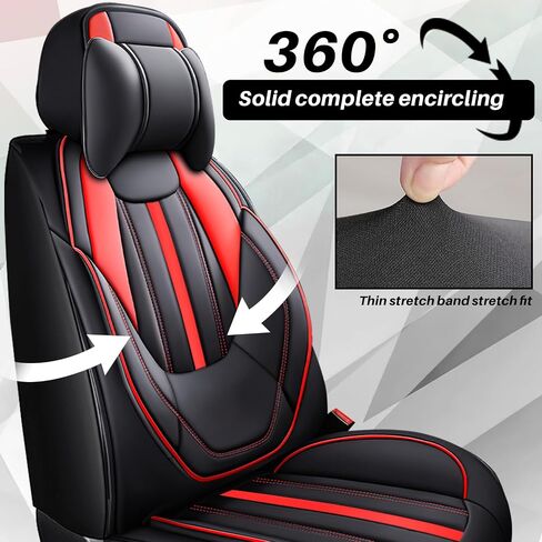 Car Seat Covers for Nissan 370Z 2009-2020, Premium Nappa Leather Sport Automotive Front Seat Covers, Waterproof Auto Seat Protector&Accessories(2 Seats Luxury/Black Red) in Saudi Arabia
