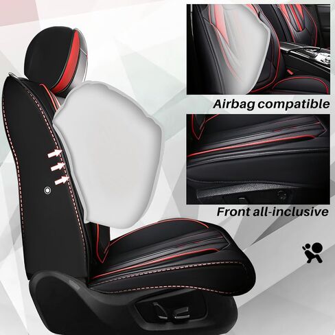 Car Seat Covers for Nissan 370Z 2009-2020, Premium Nappa Leather Sport Automotive Front Seat Covers, Waterproof Auto Seat Protector&Accessories(2 Seats Luxury/Black Red) in Saudi Arabia