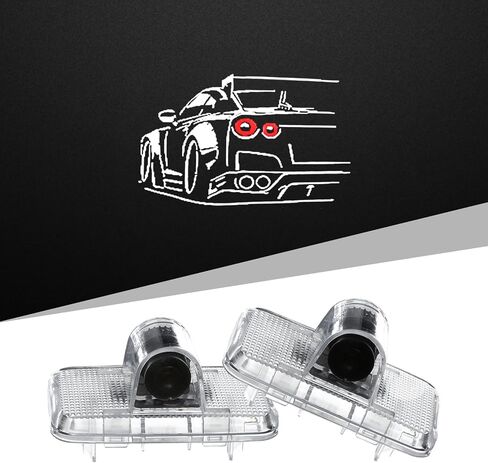 2 قطعة شعار أضواء باب السيارة لـ GTR R35 R34 2007-2019، ضوء باب مجاملة LED أضواء ظل الشبح، أضواء بركة LED ملحقات أضواء الترحيب in Kuwait
