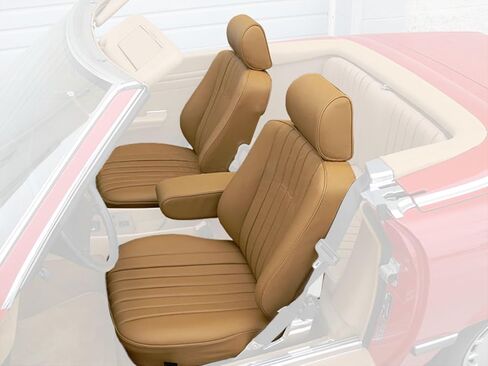 مجموعة أغطية مقاعد السيارة من Sierra Auto Tops & Seats لسيارة Mercedes SL 107 من 1985 إلى 1989 - فينيل، بالومينو - أغطية مقاعد مع حشوة ماسية - إجمالي 7 قطع بما في ذلك مسند الذراع - أغطية المقاعد الأمامية (مجموعة من 2) in Kuwait