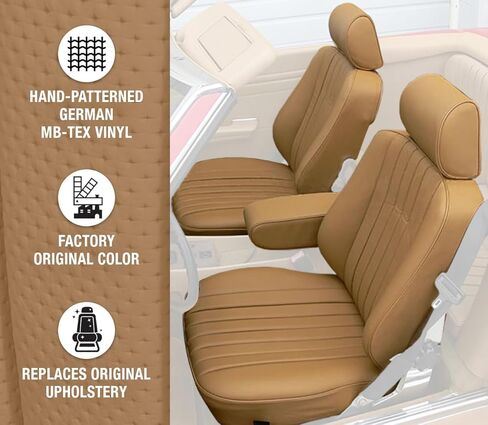 مجموعة أغطية مقاعد السيارة من Sierra Auto Tops & Seats لسيارة Mercedes SL 107 من 1985 إلى 1989 - فينيل، بالومينو - أغطية مقاعد مع حشوة ماسية - إجمالي 7 قطع بما في ذلك مسند الذراع - أغطية المقاعد الأمامية (مجموعة من 2) in Kuwait