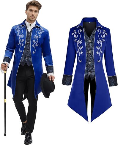 Men's Medieval Steampunk Jacket Victorian Coat Renaissance Renaissance Tailcoat Halloween Costume in Saudi Arabia