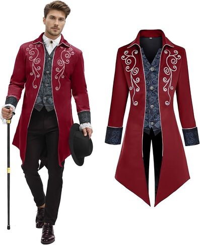 Men's Medieval Steampunk Jacket Victorian Coat Renaissance Renaissance Tailcoat Halloween Costume in Saudi Arabia
