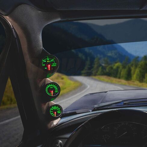 GlowShift Diesel Gauge Package Compatible with Ford F-Series F-250 F-350 7.3L Power Stroke 1992-1997 - Black 7 Color 60 PSI Boost, 1500F EGT & Transmission Temp Gauges - Tan Triple Pillar Pod in Saudi Arabia