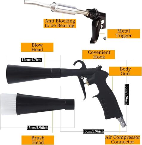 Car Cleaning Gun, Need to Use with Air Compressor, High Pressure Car Upholstery Cleaning Gun,Car Air Gun with 2 Nozzles, Quickly Removes Surface Dirt and Dust (New Upgraded Portable Air Gun) in Saudi Arabia