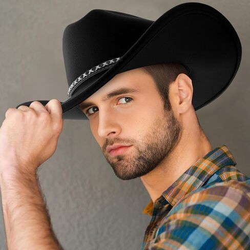 2 Pcs Western Cowboy Hats for Women and Men Classic Wide Brim Felt Hats for Cowboys and Cowgirls Accessories in Saudi Arabia
