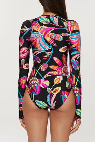 Trina Turk Women's Luminary Paddlesuit One Piece Swimsuit, Rash Guard, Uv Protection, Zip Front, Long Sleeve, Bathing Suits in Saudi Arabia