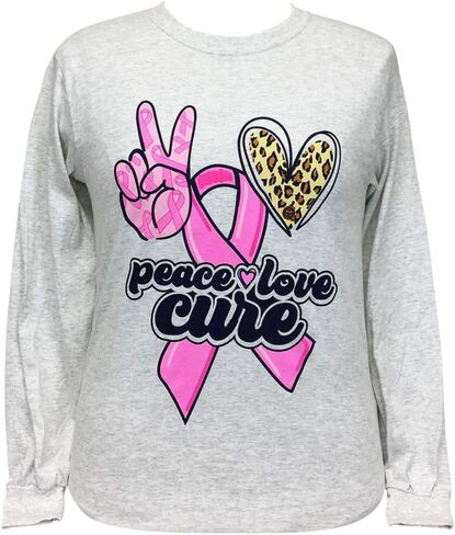 تي شيرت Girlie Girl Originals Peace Love Cure Ash بأكمام طويلة in Saudi Arabia