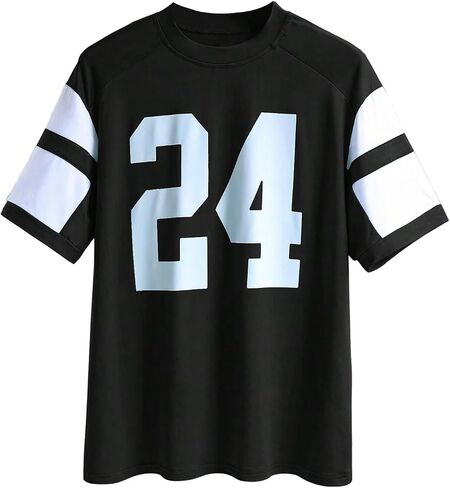 MakeMeChic Women's Number Graphic Jersey Top Crew Neck Short Sleeve Oversized Y2k T Shirt in Saudi Arabia