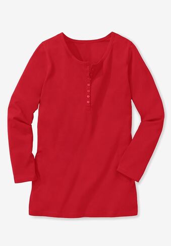 Woman Within Plus Size Perfect Long-Sleeve Henley Tee in Saudi Arabia
