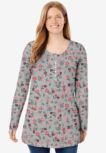 Woman Within Plus Size Perfect Long-Sleeve Henley Tee in Saudi Arabia
