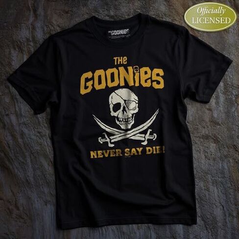 تي شيرت The Goonies Jolly Roger Never Say Die للكبار باللون الأسود برقبة دائرية وأكمام قصيرة in Saudi Arabia