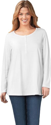 Woman Within Plus Size Perfect Long-Sleeve Henley Tee in Saudi Arabia