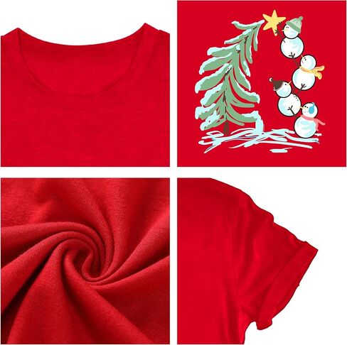 Plus Size Christmas Shirt Women: Snowman Graphic Shirts Merry Christmas Tshirt Xmas Gift Tops in Saudi Arabia