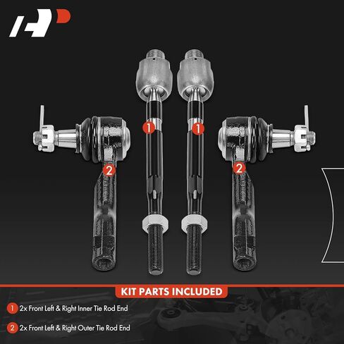 A-Premium Set of 4, Front Inner Outer Tie Rod End Kit, Compatible with Infiniti FX35 2003-2008, FX45 2003-2008 in Saudi Arabia