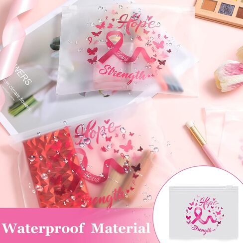 Oudain 60 Pcs Breast Cancer Awareness Makeup Bags Pink Ribbon Cosmetic Pouches Breast Cancer Survivor Gifts for Women Girls Multi Purpose Zipper Pouch Cosmetic Bags(Pink,Fresh Style) in Saudi Arabia