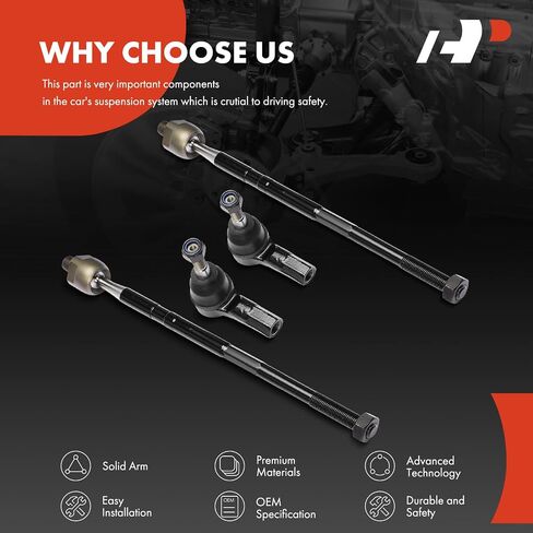 A-Premium Set of 4, Front Inner & Outer Tie Rod End Kit, Compatible with Chevrolet Trax 2013-2022, with Hydraulic Steering in Saudi Arabia