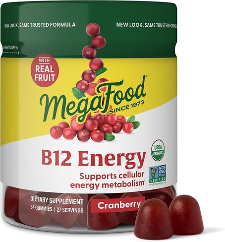 ​MegaFood Vitamin B12 Energy Gummies - Vegan - With Methyl B12 Vitamins to Support Cellular Energy Production - Cranberry - Daily Vitamin B12 Supplement - USDA Organic - 70 Gummies, 35 Servings in Saudi Arabia