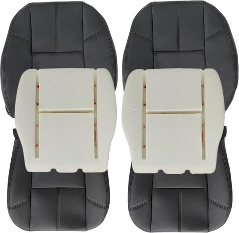 NLQR Driver and Passenger Side Bottom and Top Seat Covers & Two Bottom Foam Cushions Compatible with Chevy Silverado Sierra Tahoe Suburban Avalanche Yukon XL 2007-2014 in Saudi Arabia