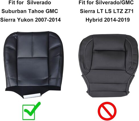 NLQR Driver and Passenger Side Bottom and Top Seat Covers & Two Bottom Foam Cushions Compatible with Chevy Silverado Sierra Tahoe Suburban Avalanche Yukon XL 2007-2014 in Saudi Arabia