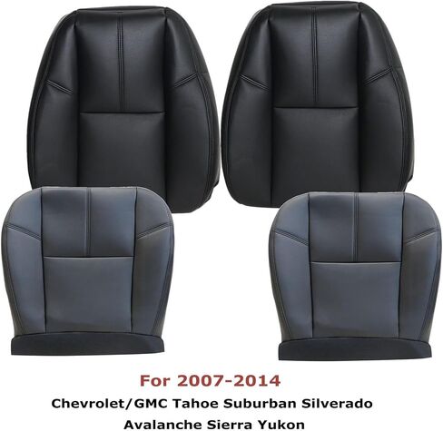 NLQR Driver and Passenger Side Bottom and Top Seat Covers & Two Bottom Foam Cushions Compatible with Chevy Silverado Sierra Tahoe Suburban Avalanche Yukon XL 2007-2014 in Saudi Arabia