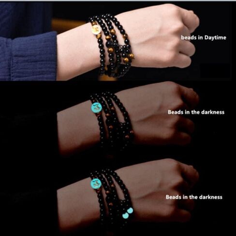 Natural Obsidian Luminous Dragon Tiger Eye Stone Bracelet Beads Buddhist Rosary Elastic Adjustable Necklace Jewelry Gift in Saudi Arabia