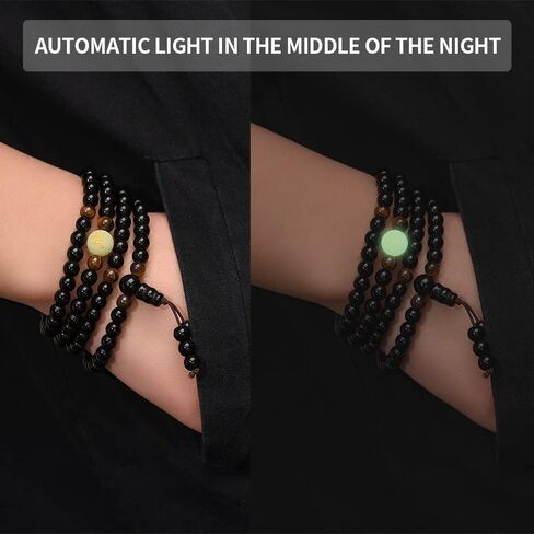 Natural Obsidian Luminous Dragon Tiger Eye Stone Bracelet Beads Buddhist Rosary Elastic Adjustable Necklace Jewelry Gift in Saudi Arabia