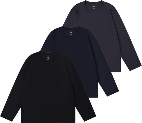 Men's 100% Cotton Long Sleeve T-Shirt Basic Solid Color Crewneck Tee, Soft Casual Comfort Fit Top in Saudi Arabia