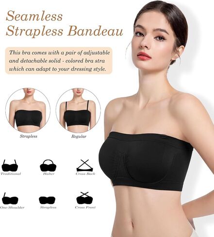 Women‘s Underwire Strapless Multiway Bra Bandeau Seamless Supportive Bras Non Padded Top in Saudi Arabia