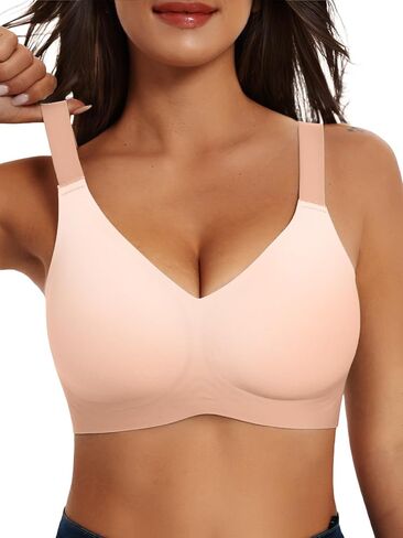 Ninee Womens Wireless Bras No Underwire Tshirt Bras Supportive Seamless Push Up Full Coverage Bralette Comfort Everyday Bra in Saudi Arabia