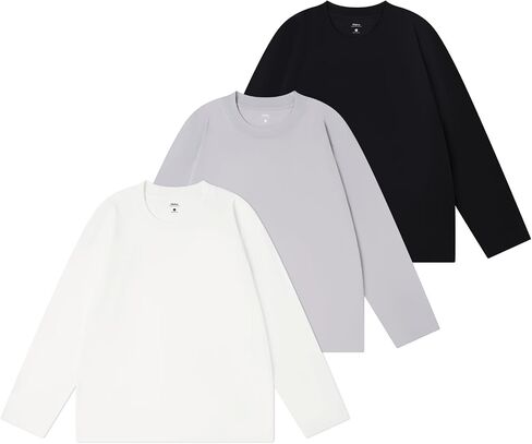 Men's 100% Cotton Long Sleeve T-Shirt Basic Solid Color Crewneck Tee, Soft Casual Comfort Fit Top in Saudi Arabia