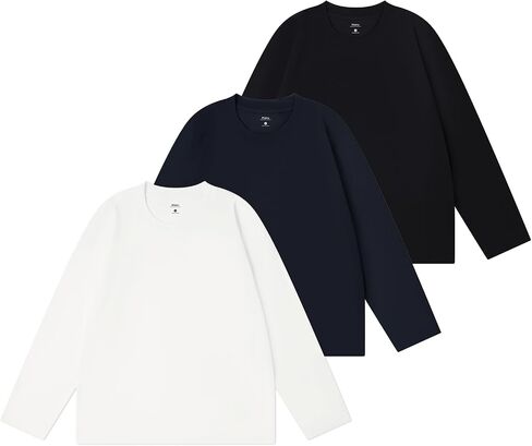 Men's 100% Cotton Long Sleeve T-Shirt Basic Solid Color Crewneck Tee, Soft Casual Comfort Fit Top in Saudi Arabia