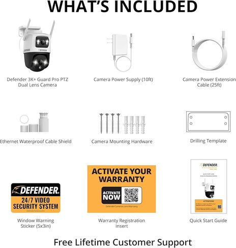 AI Powered Guard Pro 3K Plus Dual Lens PTZ WiFi 6, Plug & Play Security Camera, Human/Vehicle Detection, AI Auto-Tracking, Bluetooth, Color Night Vision, Includes 128GB SD Card & 2 Year Warranty in Kuwait