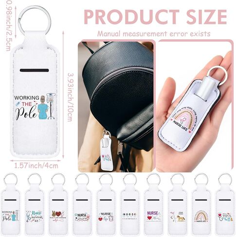 Ctosree 40 Pcs Lip Balm Holder Keychain for Nurse Week Gifts Inspirational RN CNA Women Lipstick Holder Keychain Portable Clip on Sleeve Pouch for Nursing Student Back to School Gifts, 10 Pattern in Saudi Arabia