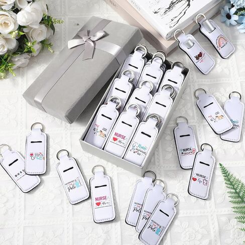 Ctosree 40 Pcs Lip Balm Holder Keychain for Nurse Week Gifts Inspirational RN CNA Women Lipstick Holder Keychain Portable Clip on Sleeve Pouch for Nursing Student Back to School Gifts, 10 Pattern in Saudi Arabia