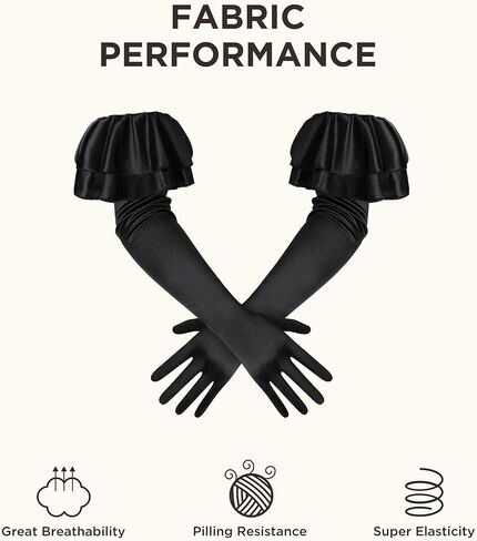 قفازات طويلة للنساء من BABEYOND - قفازات بأكمام منتفخة مكشكشة من الساتان القابل للتمدد زي أنيق لحفلات الزفاف وحفلات شاي الأوبرا in Kuwait