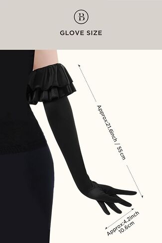 قفازات طويلة للنساء من BABEYOND - قفازات بأكمام منتفخة مكشكشة من الساتان القابل للتمدد زي أنيق لحفلات الزفاف وحفلات شاي الأوبرا in Kuwait