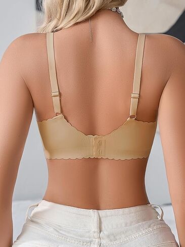 Women’s Seamless Bra, Lace Mesh Wave Edge, Adjustable Straps, Wireless Invisible Comfort Underwear in Saudi Arabia