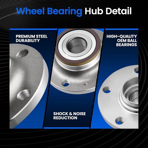 512319 Rear Wheel Bearing and Hub Assembly Compatible with Audi Q3 TT, Compatible with Volkswagen Arteon Beetle CC Eos Golf GTI Jetta Passat, 5-Lug with ABS 2PCS in Saudi Arabia