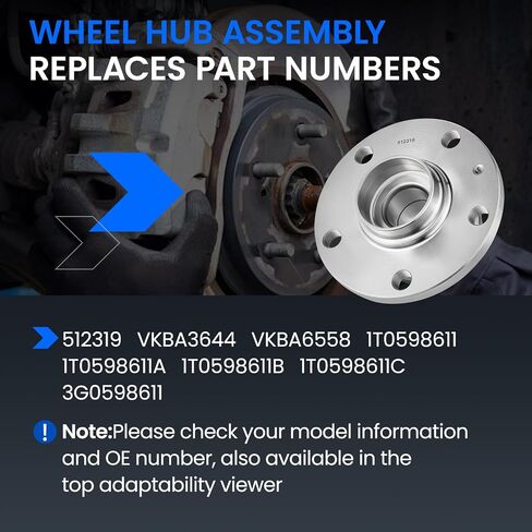 512319 Rear Wheel Bearing and Hub Assembly Compatible with Audi Q3 TT, Compatible with Volkswagen Arteon Beetle CC Eos Golf GTI Jetta Passat, 5-Lug with ABS 2PCS in Saudi Arabia