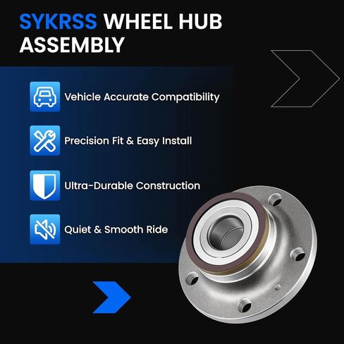 512319 Rear Wheel Bearing and Hub Assembly Compatible with Audi Q3 TT, Compatible with Volkswagen Arteon Beetle CC Eos Golf GTI Jetta Passat, 5-Lug with ABS 2PCS in Saudi Arabia