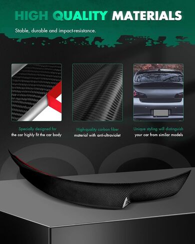 SCITOO Spoiler Wing Real Carbon Fiber Fits for 2007-2013 for Infiniti G37 Coupe G35 G25 Sedan Glossy Black Rear Trunk Duckbill Spoiler Lip Chin (Factory Style) in Saudi Arabia