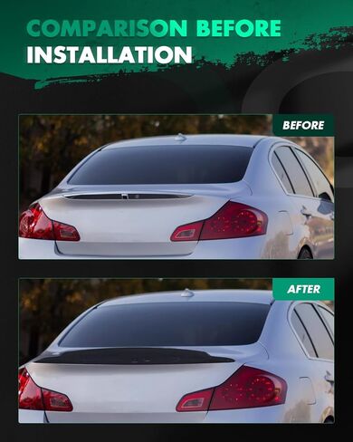 SCITOO Spoiler Wing Real Carbon Fiber Fits for 2007-2013 for Infiniti G37 Coupe G35 G25 Sedan Glossy Black Rear Trunk Duckbill Spoiler Lip Chin (Factory Style) in Saudi Arabia