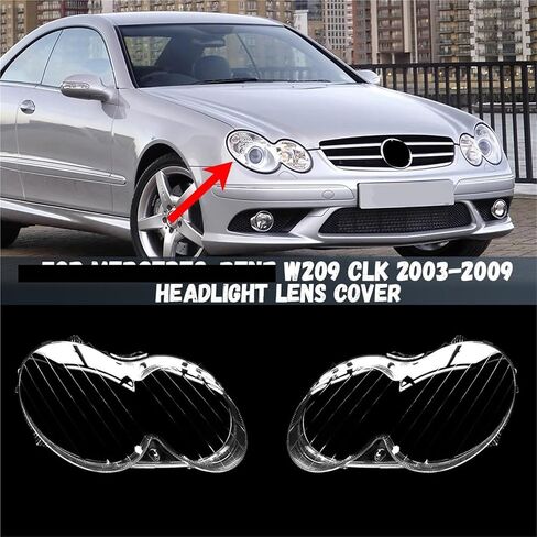الجبهة عاكس الضوء مصباح قذيفة كشافات غطاء متوافق لبنز W209 CLK 2003 2004 2005 2006 2007 2008 2009 العلوي الظل عدسة (يسار) in Saudi Arabia